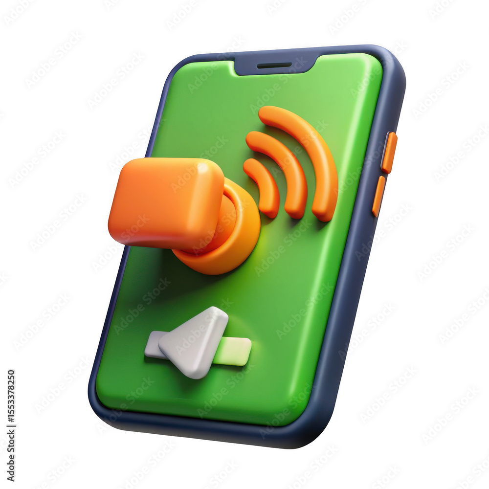 Poster 3d mobile phone notification icon render on transparent background