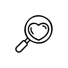 Magnifying Glass Heart Search Love Finding Romance Icon Symbol