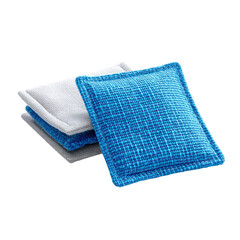 Cozy Textured Decorative Cushions in Blue and Grey Colors for Interior Design and Home Decor Enhancement on transparent background
