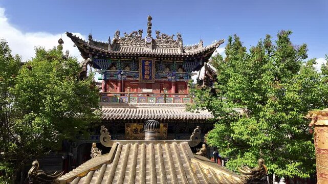 Xining, China : Footage of the Nanchan Buddhist temple that dates back to 11th century in Xining, Qinghai largest city in China.