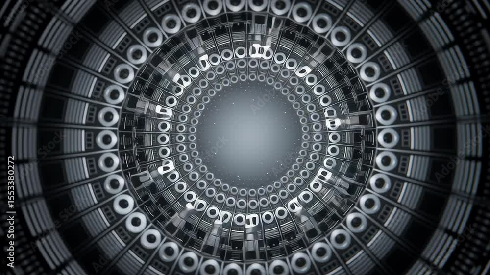 Aufkleber abstract circular pattern with intricate geometric designs in monochrome.