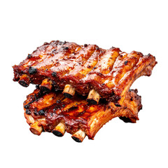 Close Up Of BBQ Ribs On Transparent Background Showing Brown Roasted Texture And Savory Appearance Ready To Be Served As Gourmet Meal