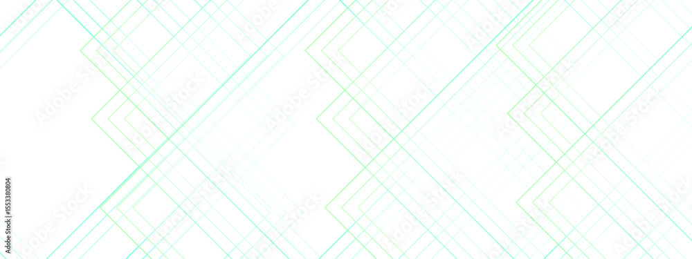 Aufkleber Abstract minimal background with overlapping translucent linear shapes forming diamond and chevron patterns. Gradient tones of aqua, cyan, and light green  futuristic, and geometric aesthetic