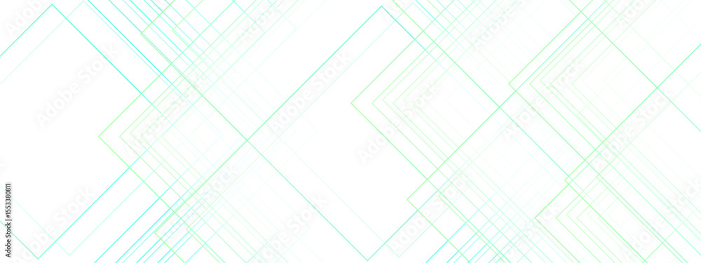 Poster Abstract minimal background with overlapping translucent linear shapes forming diamond and chevron patterns. Gradient tones of aqua, cyan, and light green  futuristic, and geometric aesthetic