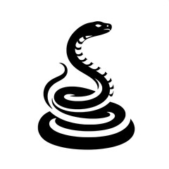 Fototapeta premium Black and White Vector of a Snake in Strike Pose Silhouette