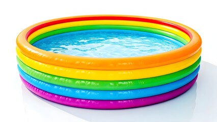 Colorful children’s inflatable pool with sparkling water, ideal for garden or outdoor recreation in warm weather