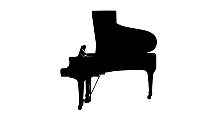 Elegant silhouette of a grand piano with an open lid showcasing its keys and strings ready to produce beautiful melodies for a captivating musical performance