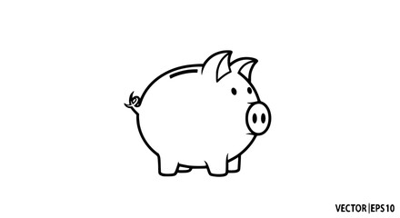 A Simple Line Art Illustration of a Charming Piggy Bank Ready for Savings and Financial Growth Symbolizing Wealth Accumulation and Investment Opportunities