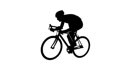 Silhouette of a cyclist in motion on a road bike during a race or training session showing dedication and athletic performance