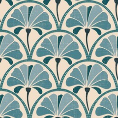 Turqoise Vintage Flower Seamless Pattern