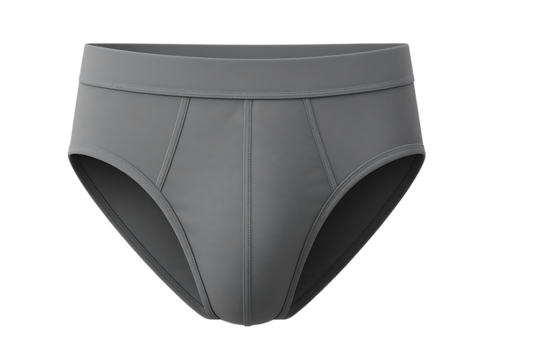 Grey men's brief underwear isolated on transparent background