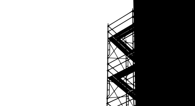 An Abstract Architectural Blueprint Illustrating Complex Structural Intersections and Geometric Patterns against a Stark Black and White Background
