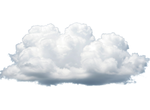Fluffy white cumulus cloud isolated on transparent background - Powered by Adobe