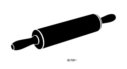 A Silhouette of a Classic Wooden Rolling Pin Featuring Two Handles for Dough Preparation and Baking Tasks Ideal for Kitchen Crafts and Culinary Arts