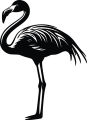 Obraz premium Elegant Black Flamingo Silhouette: Tropical Bird Vector Illustration