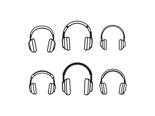 Clean line art headphones icon concept