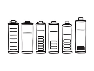 Clean minimal battery icon set in linear vector design
