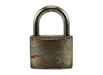 Fototapeta premium Old rusty padlock with ornate details isolated on transparent background
