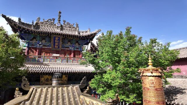 Xining, China : Footage of the Nanchan Buddhist temple that dates back to 11th century in Xining, Qinghai largest city in China.
