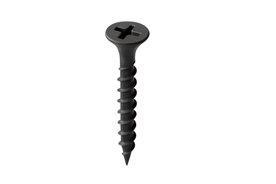 Dark screw isolated on transparent background.