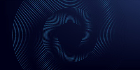 Fototapeta premium Abstract blue glowing geometric lines on dark blue background. Modern shiny blue circle lines pattern. Futuristic technology concept. Suit for cover, poster,
