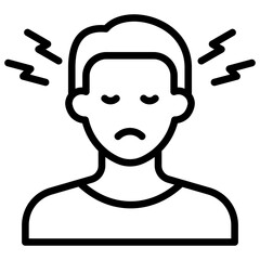 Headache - Outline Style Icon - Person with visible pain lines around the head, representing a headache or migraine