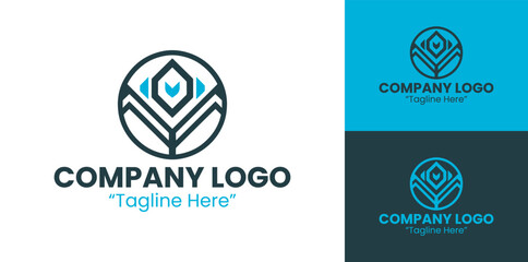 Bold and Dynamic Company Logo for Business Branding and Corporate Identity in Light Blue and Dark Blue