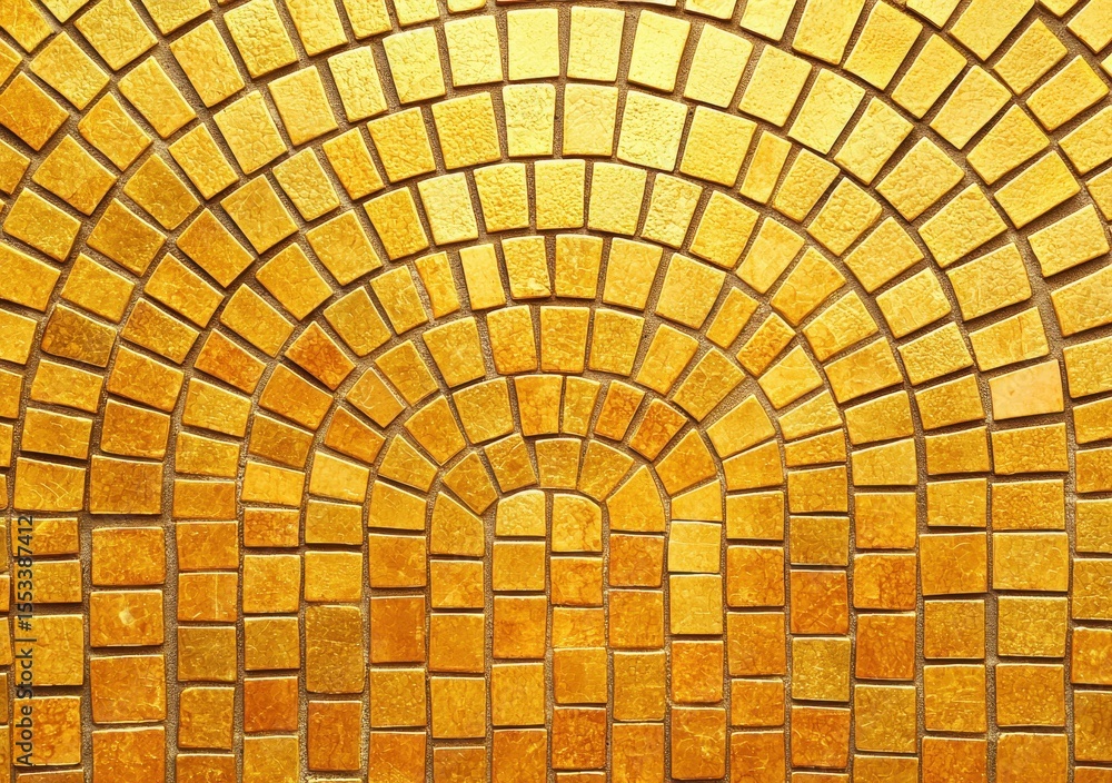 Poster golden mosaic pattern with arched design for creative projects