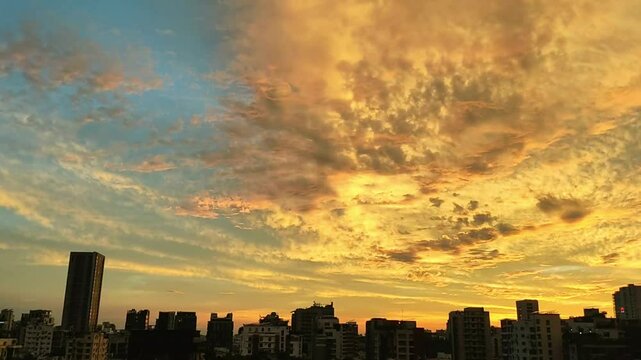 The beautiful sunset over the city.