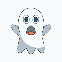  Surprised Ghost Emoji, Cute Halloween Vector