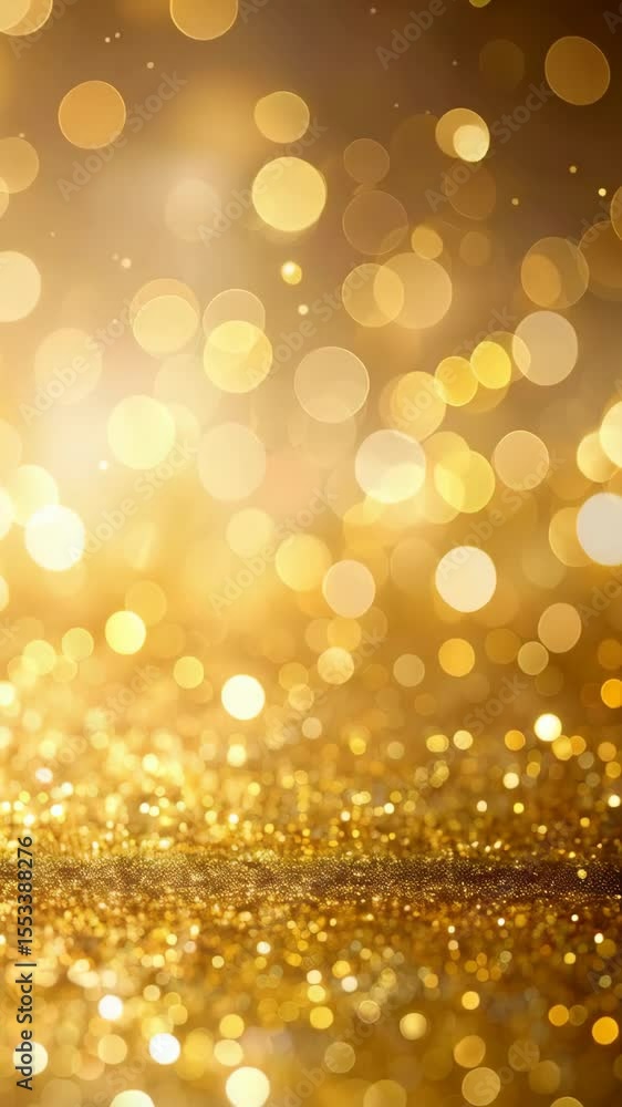 Poster sparkling golden glitter with bokeh lights create an elegant and festive abstract background