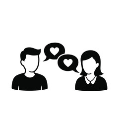 Heart-to-Heart Communication Icon – Vector Line Art Depicting Emotional Connection and Empathy through Conversation
