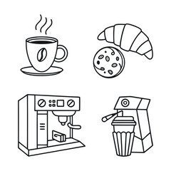 "Modern Coffee and Snack Icon Collection – Clean Black Vector Food and Drink Symbols for Cafe and Menu Design"

