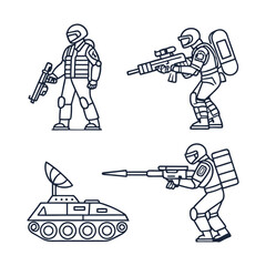 "Modern Combat and Exploration Icon Pack – Military and Tactical Vector Symbols for Game and Infographic Design"

