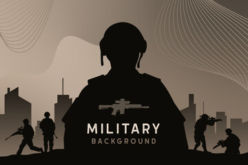Military silhouette background. Armed concept. Vector illustration poster design template