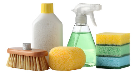 Relaxing Spa Essentials with Towels, Soaps, and Aromatherapy – Isolated on White Background
