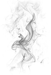 Elegant smoke art flowing on black background with swirling curves and subtle shapes of a woman's face