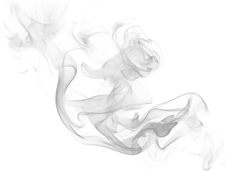 Abstract smoke art flowing on white background with soft curves and subtle patterns
