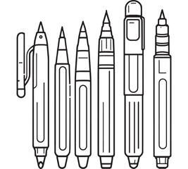 Elegant Fountain Pen Line Drawing