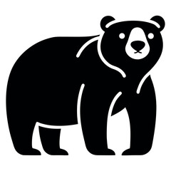 Fototapeta premium Black Bear Silhouette Standing with a Light Colored Snout and Inner Legs on White