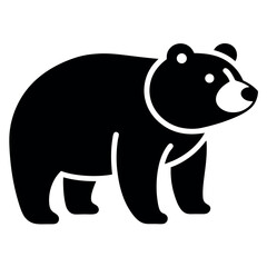 Black Bear Illustration Simple Cartoon Icon Silhouette on White Background