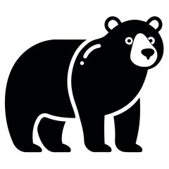 Black Bear Standing Silhouette Image, Drawing Of A Cartoon Bear On White Background