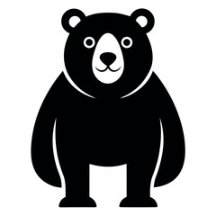 Cartoon Black Bear Standing Upright with White Markings Illustration on White Background
