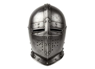 Medieval knight s full helmet armor head protection isolated on transparent background