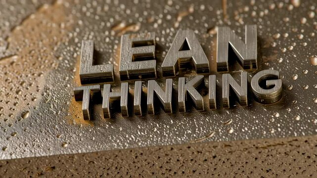 Metallic text showcasing "Lean Thinking" on a textured background.