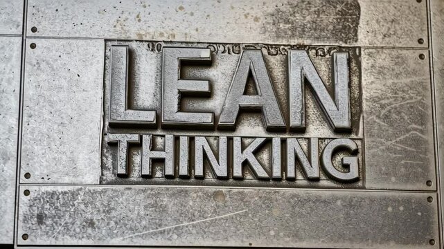 Text emphasizing "Lean Thinking" on a textured surface.