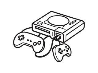 Game console black and white line art