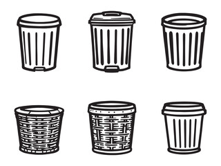 Garbage Bin Outline Line Art Image