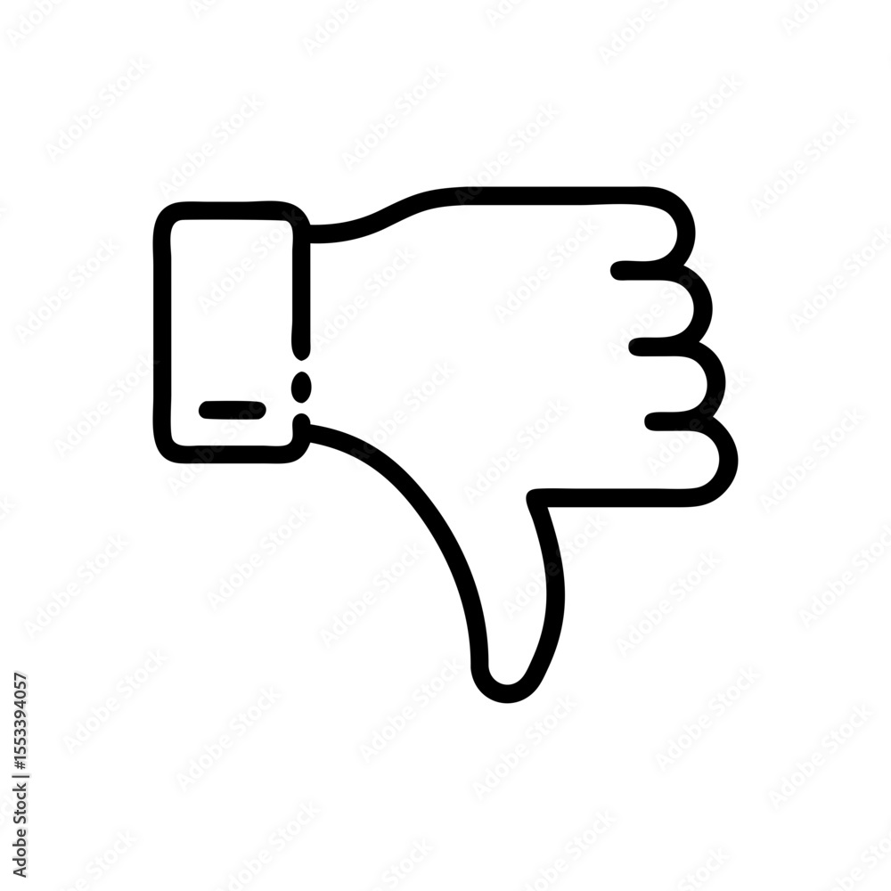 Poster thumb down symbol in simple linear style on white background