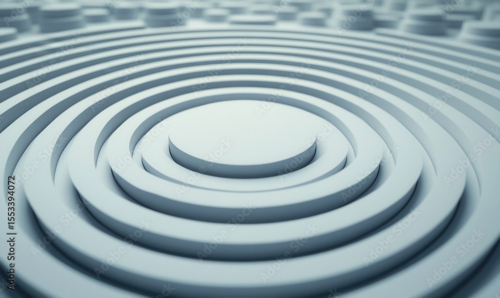Poster abstract pattern of white circular shapes in layers and depths